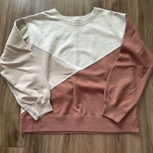 Abercrombie & Fitch Colorblock Sweatshirt in Cream and Brown